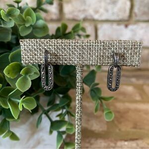 925 Sterling Silver | Silver & Black Dangle / Drop Earrings